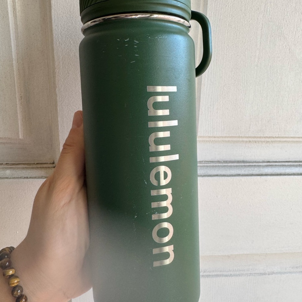 Lululemon Dark Green Water Bottle with Handle
